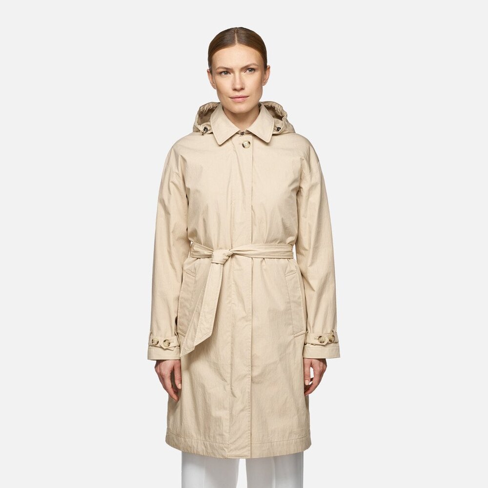 Geox Anyweco Trench Coat - Oxford Tan, Size US 4